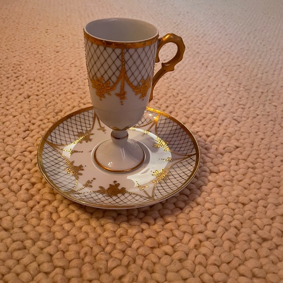 Other - Vintage Pedestal Cup & Saucer Gold Gilt details